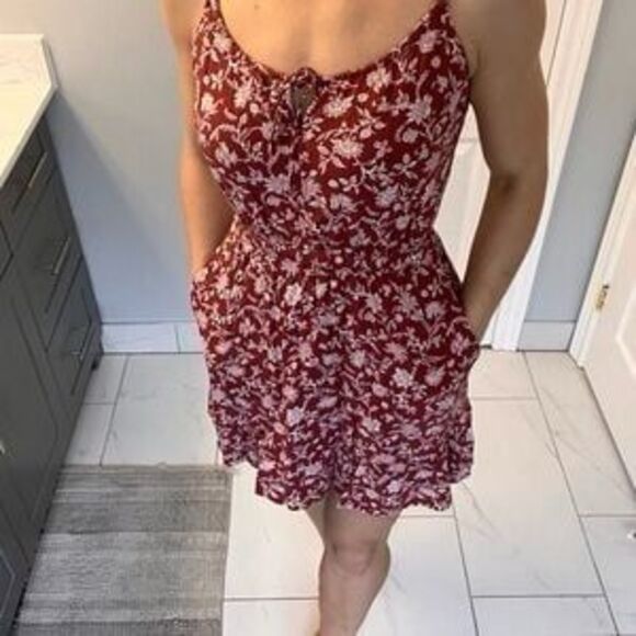 Abercrombie & Fitch All Over Crinkle Paisley Floral Spaghetti Straps Sundress S - Picture 1 of 7